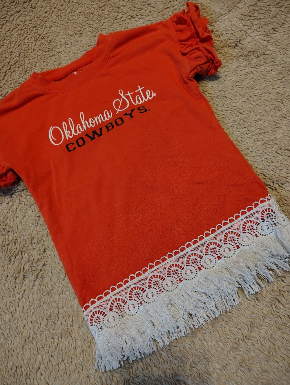 Little Girls Toddler Oklahoma State Cowboys Fringe T Shirt Short Sleeve 2T